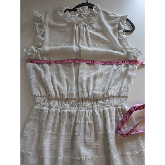 Avec Les Filles Dress Tonal Stripes Ruffles Spring Summer Romantic White Size 10 - Picture 11 of 13